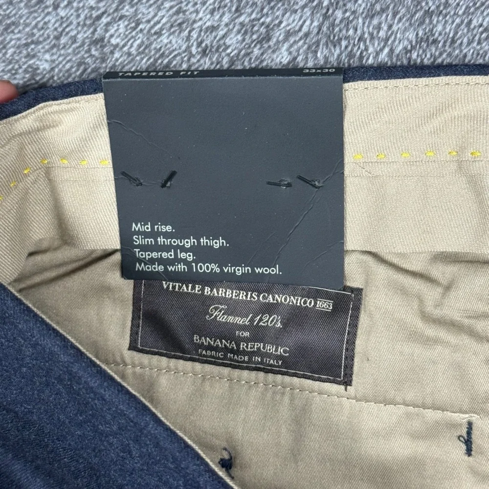 Banana Republic VBC Vitale Barberis Canonico 120s Wool Pants NWT 33x30 Navy